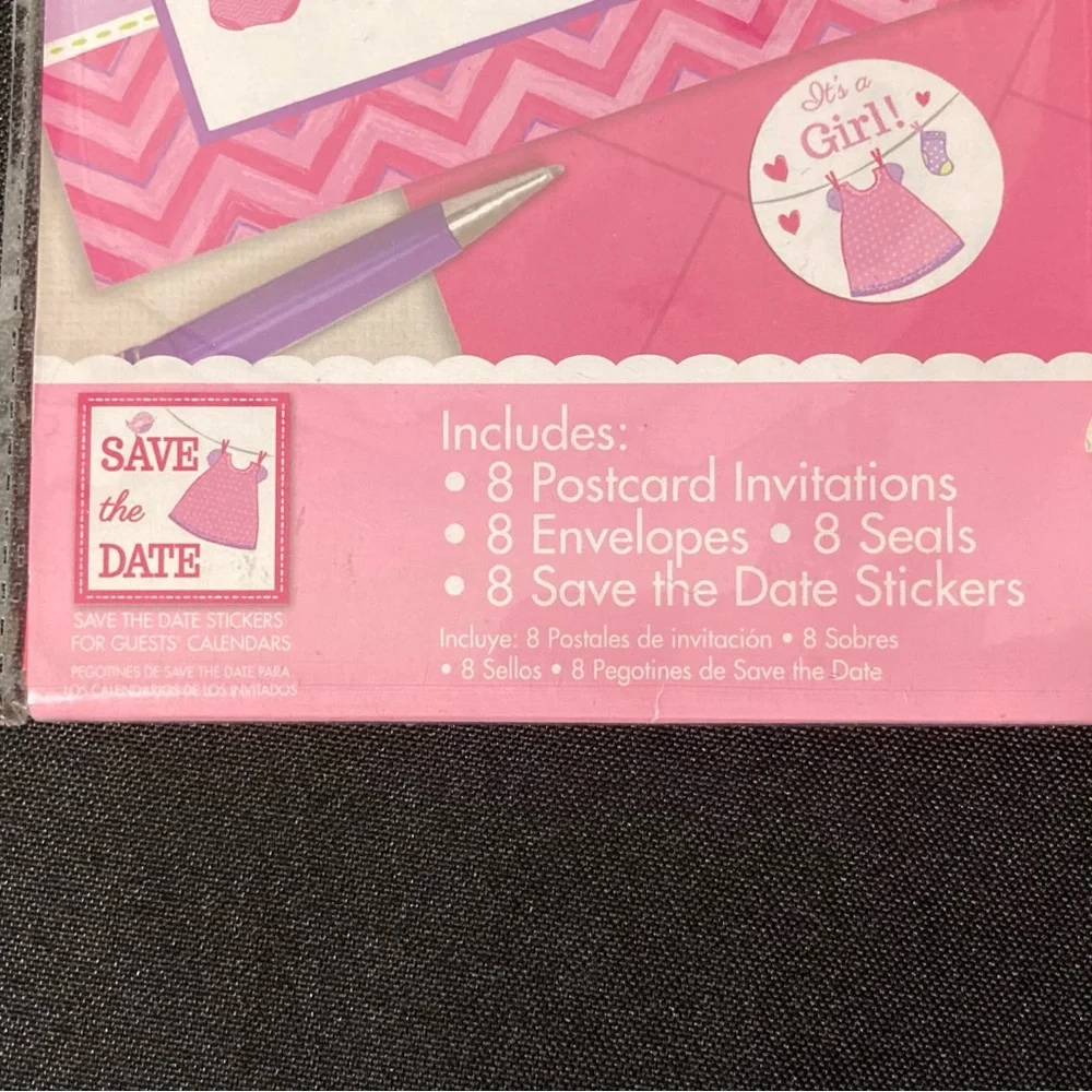 8 Pink Baby Girl Baby Shower Invitations And Envelopes